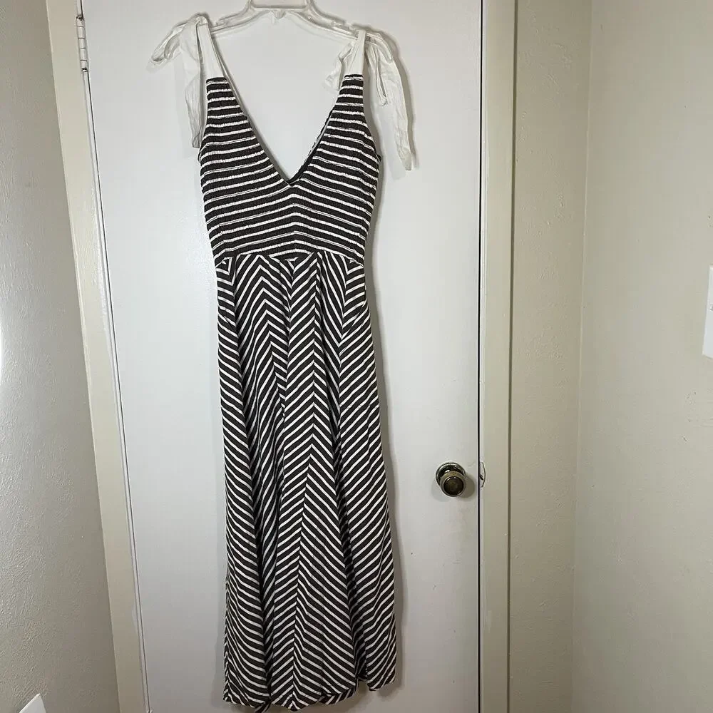 FREE PEOPLE x free-est Cecelia Midi Dress striped brown size Medium